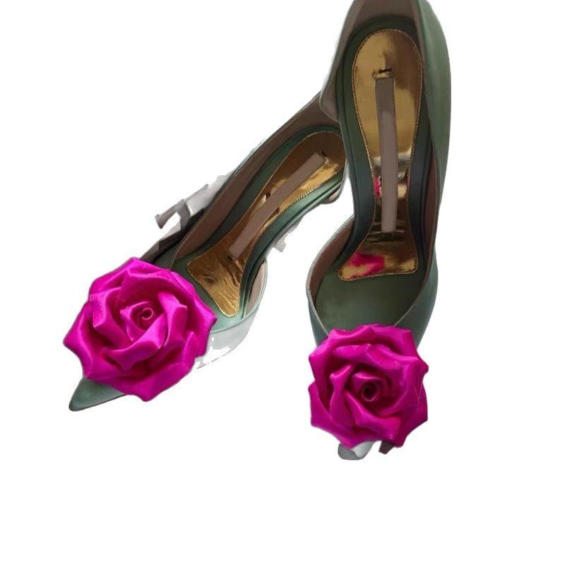 ウェディングシューズ レディース 婦人靴 ハイヒール ポインテッドトゥ 花柄 蝶モチーフ サテン 結婚式..