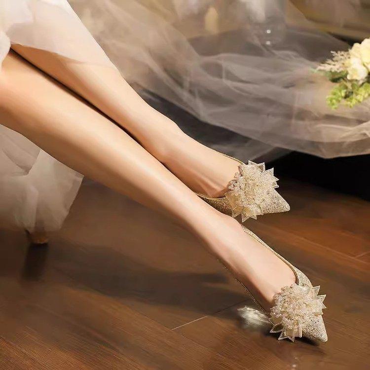 ウェディングシューズ レディース パンプス 結婚式 ブライダルシューズ ハイヒール ポインテッドトゥ 7..