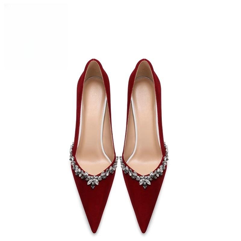 ウェディングシューズ レディース 水钻 ポインテッドトゥ ピンヒール パンプス 結婚式 パーティー 二次..