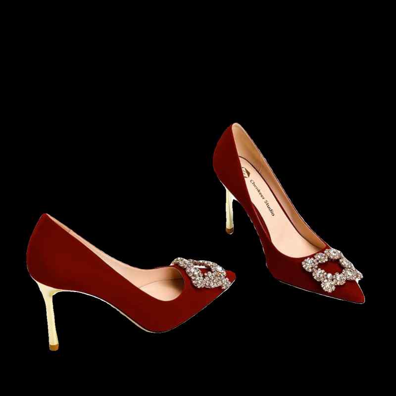 靴 レディース ウェディングシューズ 赤色 結婚式 新婦 ブライダルシューズ ローヒール パンプス ライ..