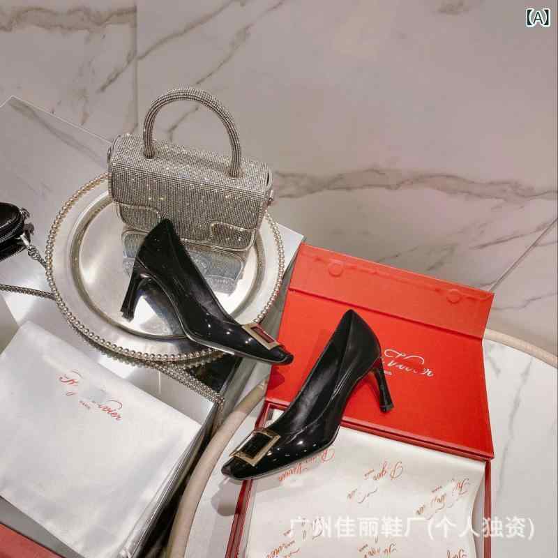 高跟パンプス レディース 女性用 春夏 エレガント 本革 スクエアトゥ チャンキーヒール スリングバック..