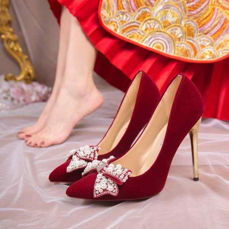 ウェディングシューズ 大きいサイズ レディース ブライダルシューズ チャンキーヒール ラインストーン ..