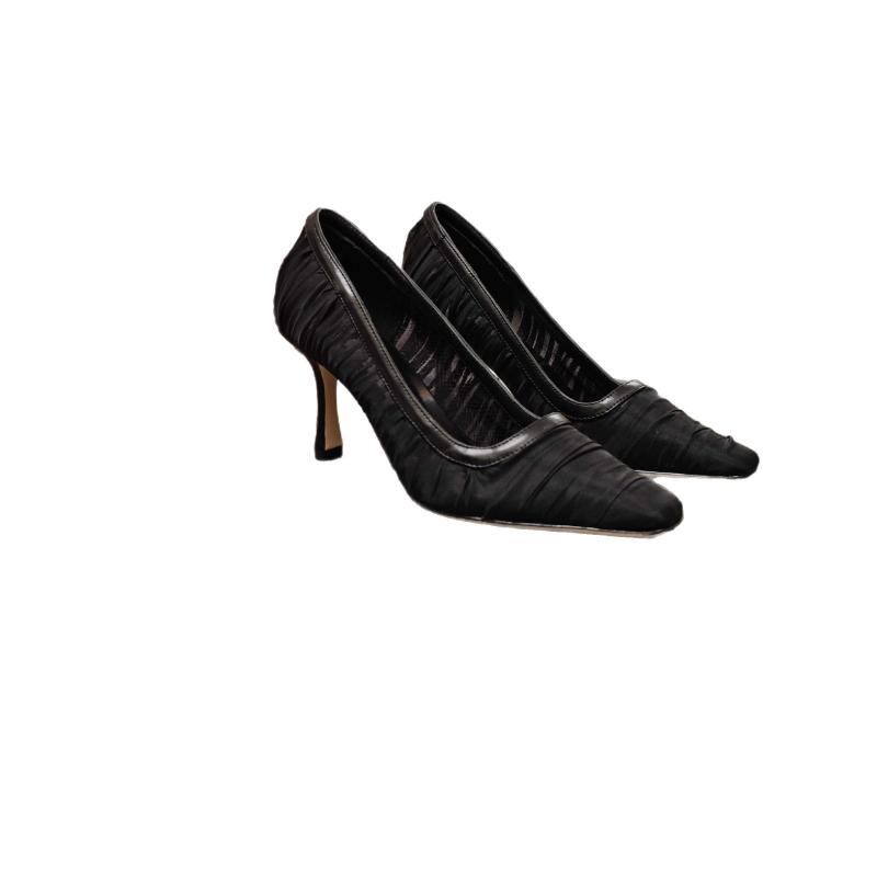 パンプス レディース ハイヒール 8cm 9cm ポインテッドトゥ メッシュ シースルー ウェディング パーテ..