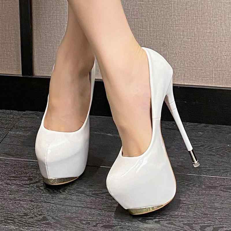 パンプス レディース ブライダル シューズ 厚底 ハイヒール 超高め 結婚式 パーティー ラウンドトゥ 防..