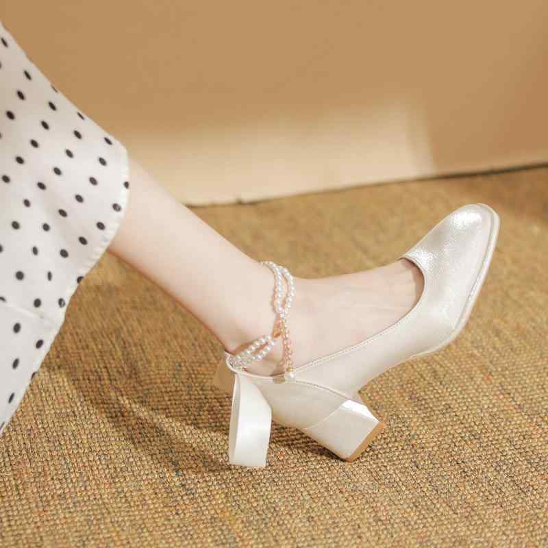 パンプス レディース ウェディング シューズ 杏色 レッド 結婚式 二次会 パーティー お呼ばれ 太ヒール..