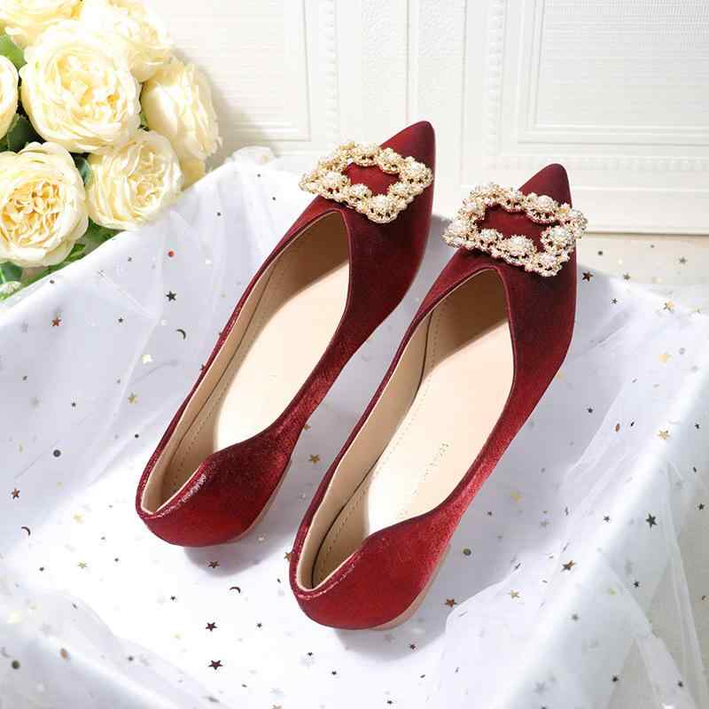 ウェディングシューズ レディース ローヒール フラットパンプス ブライダルシューズ ポインテッドトゥ ..