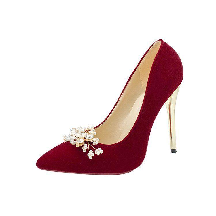 パンプス レディース 大きいサイズ 赤色 ブライダル シューズ 結婚式 披露宴 パーティー 超ハイヒール ..