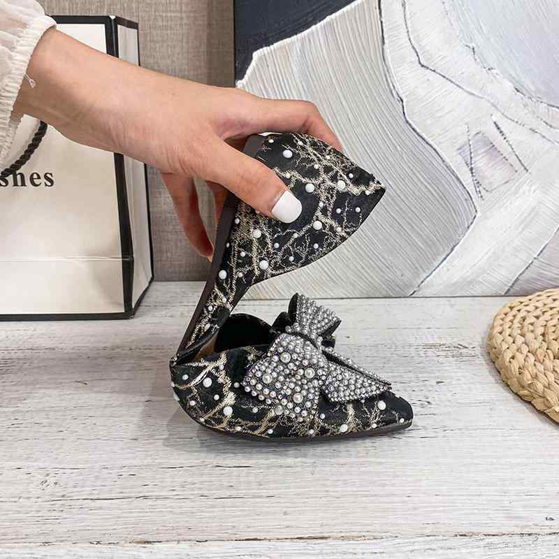 パンプス レディース ウェディングシューズ ラインストーン ぺたんこ ローヒール ポインテッドトゥ リ..