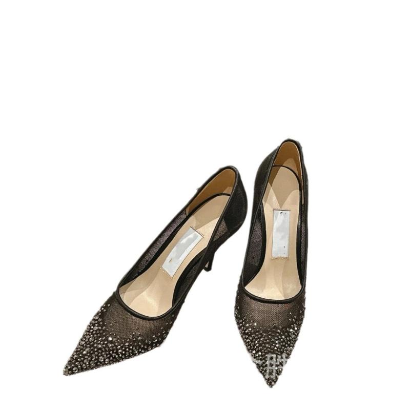 パンプス レディース 水晶パンプス ポインテッドトゥ メッシュ 網 チュール スパンコール キラキラ ビ..