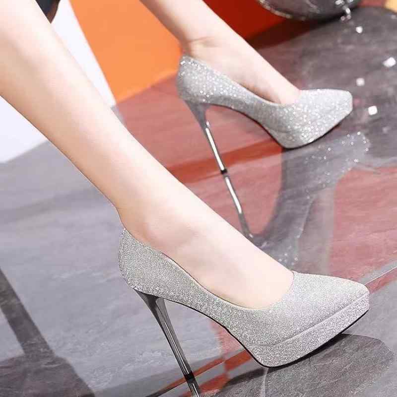 パンプス レディース パーティー 結婚式 ハイヒール ピンヒール ポインテッドトゥ グリッター ラメ 超..