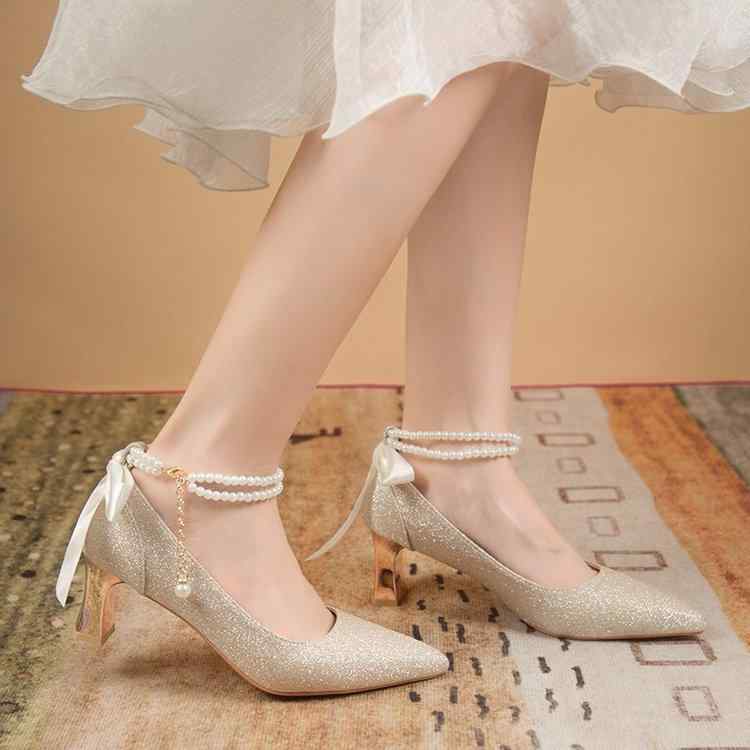 ウェディングシューズ レディース ブライダルシューズ 水晶 キラキラ ヒール 結婚式 パーティー 二次会..