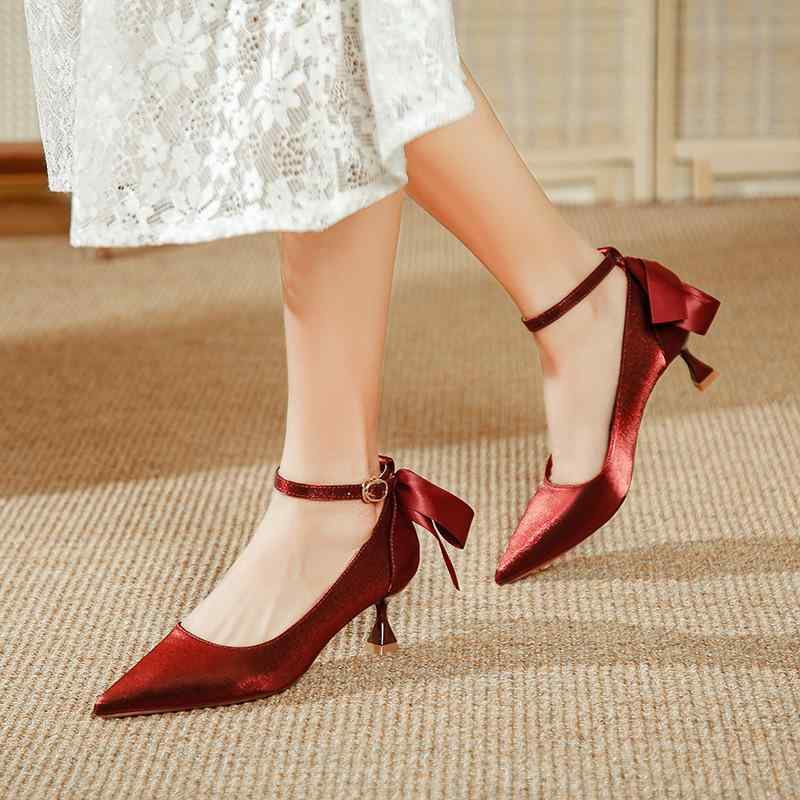 ハイヒール レディース 結婚式 シューズ ストラップ ポインテッドトゥ ピンヒール パーティー 二次会 ..
