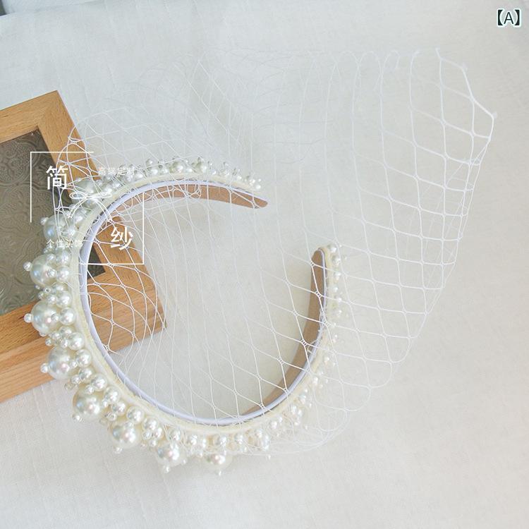 ヘアアクセサリー レディース ブライダル パール ベール ヘッドドレス カチューシャ 髪飾り 結婚式 パ..