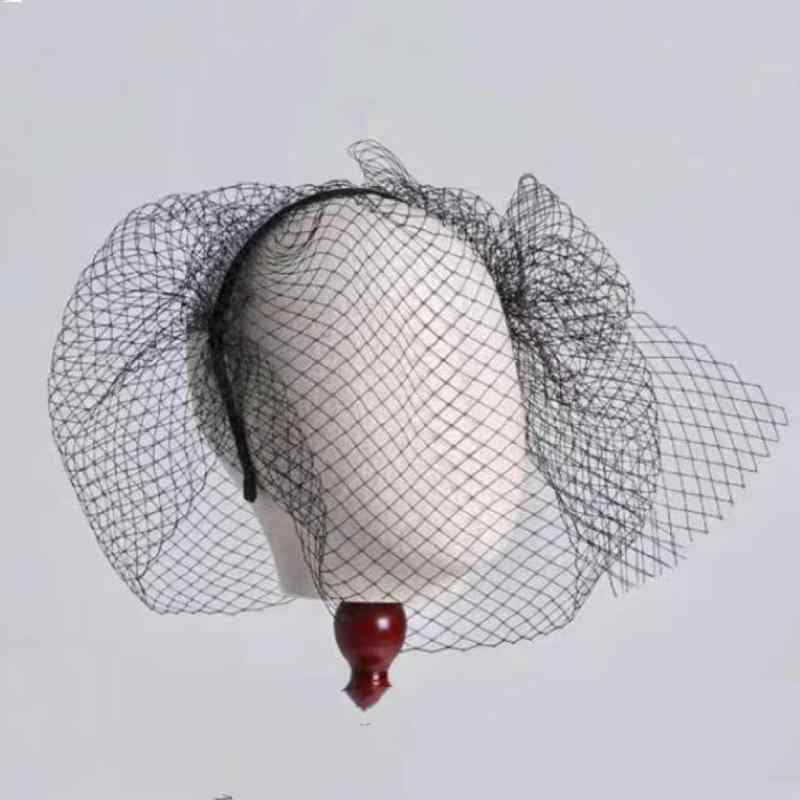 ヘアアクセサリー レディース ブライダル 髪飾り ヘッドドレス ベール付き カチューシャ ネット チュー..