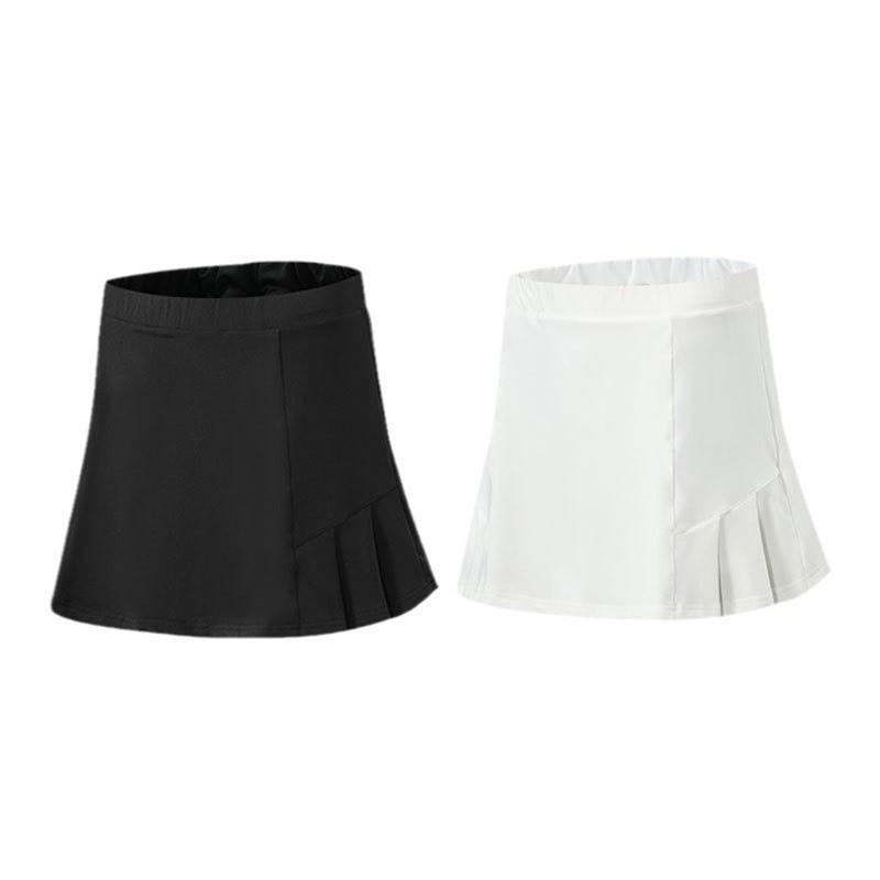 テニススカート レディース インナー付き ゴルフパンツ スカート 速乾 ランニング スポーツ ショートパンツ ポリエステル 伸縮性 吸湿速乾 春夏 ブラック ホワイト(x2)
