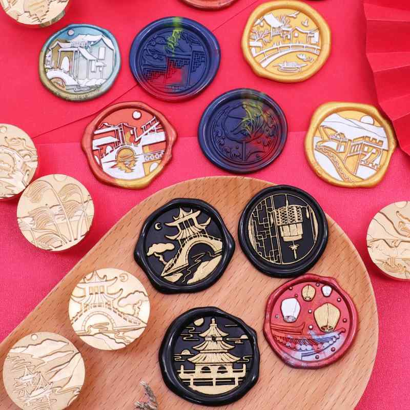 火漆印章 レトロ風 シーリングワックス スタンプ 江南風 古い街並み 宮廷の壁