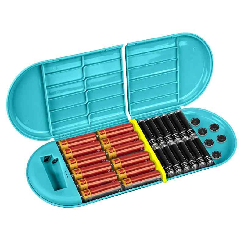 Linkidea バッテリー収納ケース テスター付き ポータブルバッテリーオーガナイザー 12 AA、12 AAA、フラットバッテリー用 単層バッテリー収納ボックス