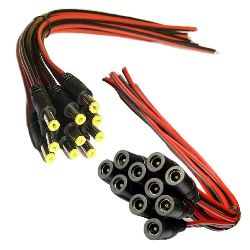 DC電源コネクタ ジャックコネクタ 2.1×5.5mm オス-メス DC電源接続ケーブル