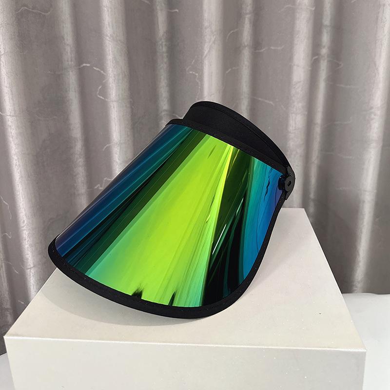 ・カテゴリ: 空頂帽・スタイル: ins風・主な素材: 綿・帽頂: 無頂・帽檐: 加長檐・カラー展開: 黒、銀、金、七彩、白、透明、大紅、緑、青、紫・サイズ展開: 可調節・機能: 遮陽