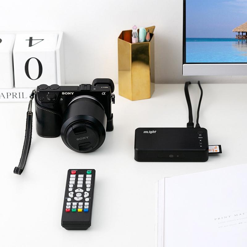 トミーショップ 楽天市場店のInLight HD023 4Kメディアプレーヤー 最大3840*2160p 30fps解像度 HDMI接続・VGA接続・AVコンポジット接続対応 MP4・FLV・MOV対応 USBメモリ・SDカード対応 写真や動画をテレビで再生 トワークメディアプ｜アングル2