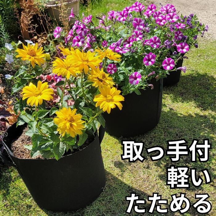 不織布プランター 3ガロン 5個入り フェルトプランター 植木鉢 8号 不織布ポット 幅24cm×高さ22cm 10リットル FORESIA