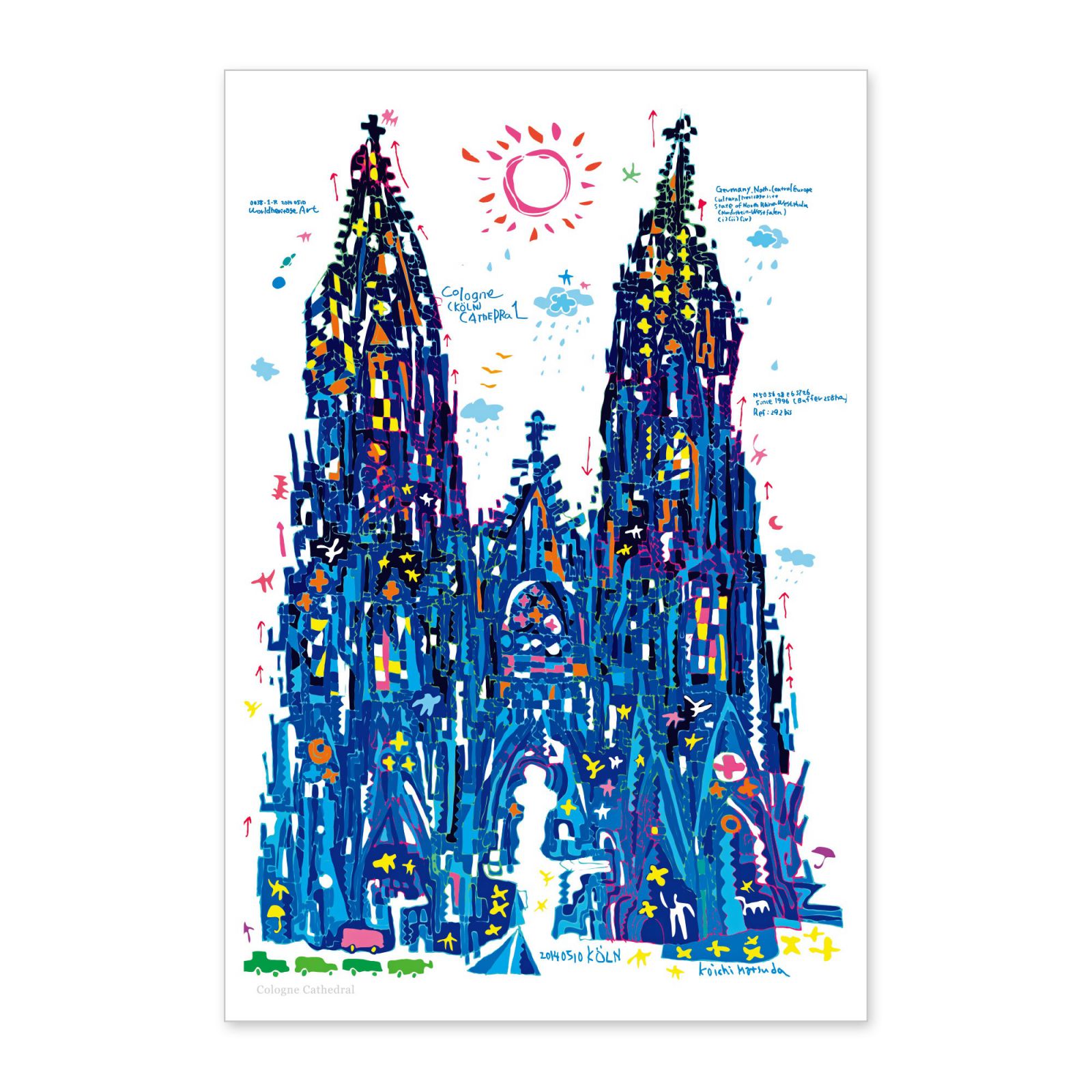PAS-POL 世界遺産アートポストカード ケルン大聖堂 ドイツ 世界遺産を絵にしながら旅するアーティストのポストカード (tpca-17)