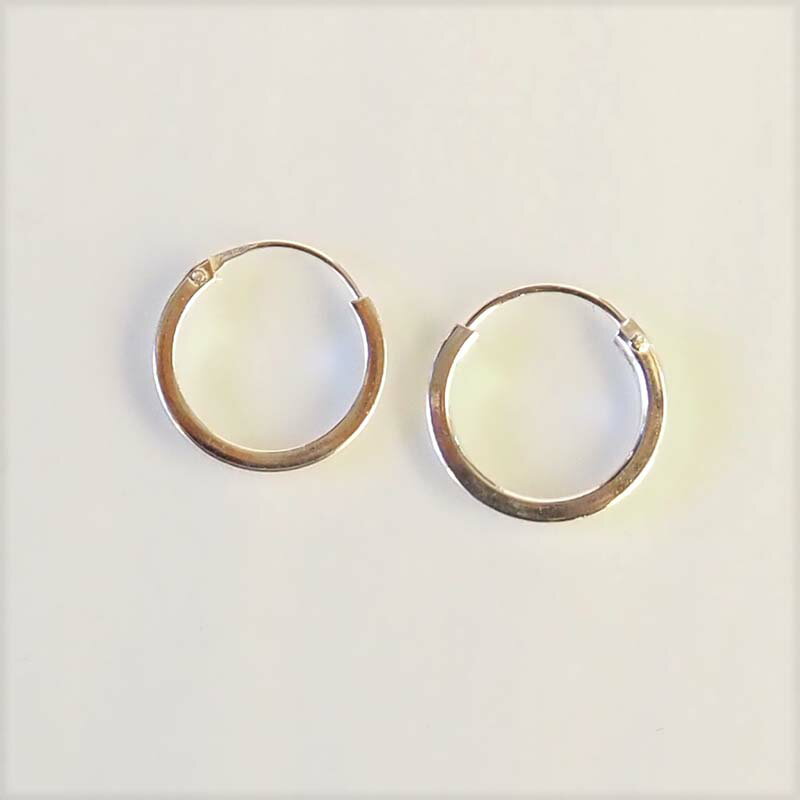 Rakuten - シルバーフープピアス B-14mm×2ペア【送料無料】【シルバー925】【シンプル】【ピアス】【小ぶり】【リング】【フープ】【平】【krabi】【クラビ】