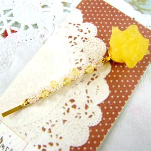 楽天結婚式・プチギフト店　まんぞく屋【MERI MERO】お菓子のヘアピン/こんぺいとう（イエロー）