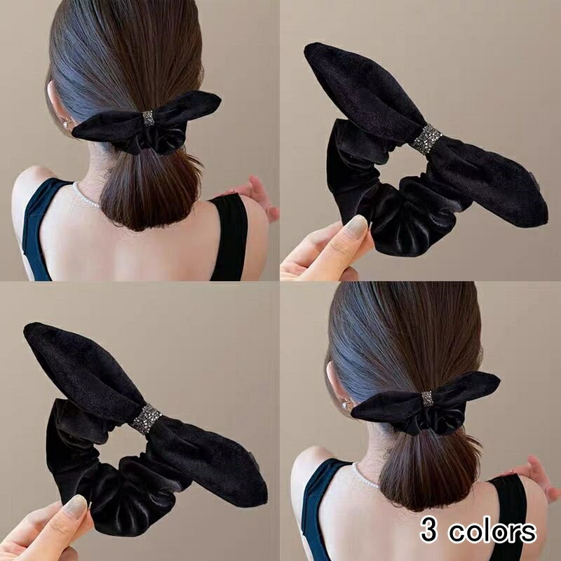 楽天トミナガインダストリーシュシュ ベロア リボン ヘアアクセサリー 大人 秋冬 ヘアゴム 小物 ワインレッド ブラック ブラウン ヘアアクセサリー ファッション雑貨 ギフト レディース 女性 キッズ ヘアアクセ 秋冬 デイリー デート オフィス