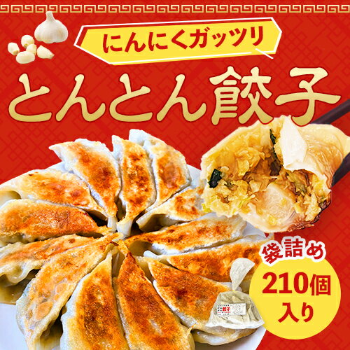 【テレビで紹介】【大容量】にんにくたっぷり とんとん餃子 210個 冷凍 焼くだけ 生餃子 ニンニク にんにく しょうが にら たっぷり 国産豚肉 国産野菜 簡単 焼餃子 水餃子 蒸し餃子 国産 おかず スタミナ餃子 大容量 メガ盛り おつまみ おかず 肉餃子 野菜餃子