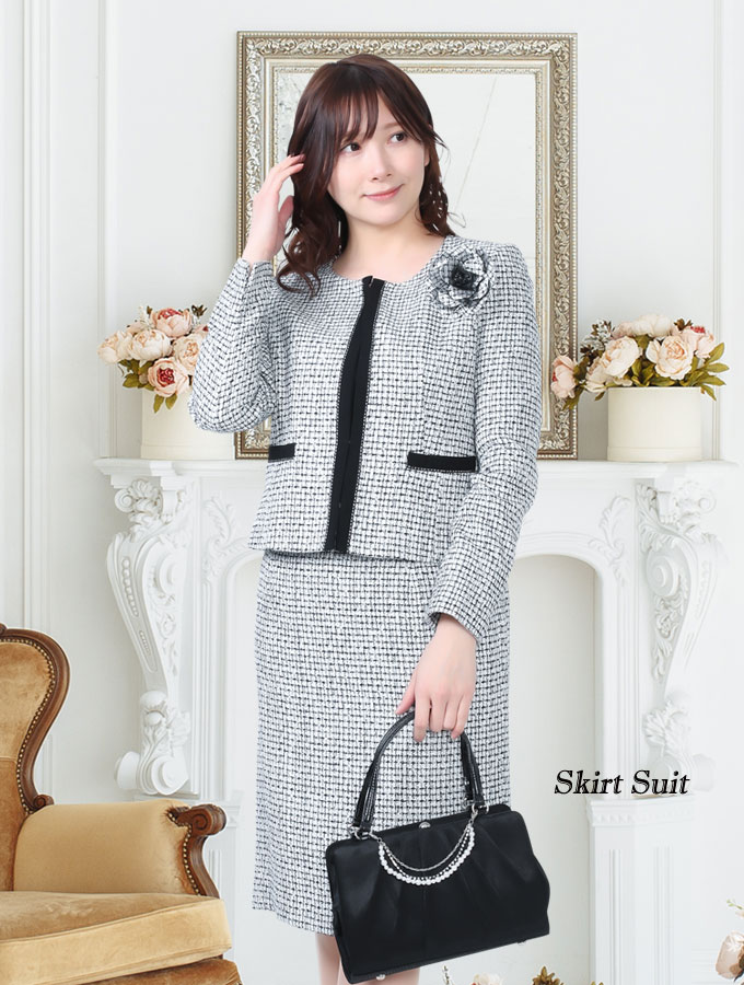 【コサージュプレゼント】卒業式 スーツ 母 レディース 卒園式 服装 母 セレモニースーツ4点セット コサージュ付 9号 11号 13号 15号 高品質 ファンシーツイード×ワンピースxスカート 入学式 スーツ 母親 スーツ 卒業式 服装 母 服装 ママスーツ フォーマル ママ 卒業式