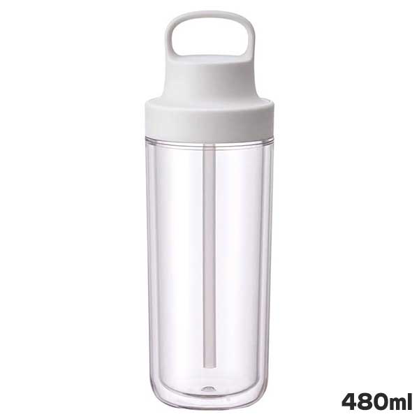 KINTO キントー TO GO BOTTLE 480ml ホワイト ストロー付で浮遊感を楽しめる二重構造のプラボトル
