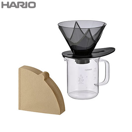 HARIO ハリオ V60 1回抽出ドリッパー MUGEN クリアブラック + ビーカーサーバーセット 300ml VDMU-2018-TB