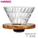 HARIO ハリオ V60 耐熱ガラス透過ドリッパー オリーブウッド01 1-4杯用 VDGR-02-OV