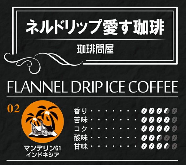 珈琲問屋 ネルドリップ愛す珈琲02 マンデリンG1 1000ml ×3本 無糖 リキッドアイス...