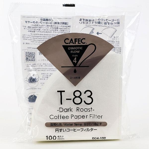 三洋 CAFEC 円すい 深煎り用T83 コーヒーフィルター 2〜4杯用 100枚入 DC4-100W ホワイト