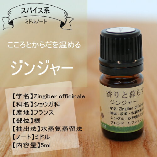 ジンジャー 5ml ジンジャーオイル アロマ　アロマオイル　エッセンシャルオイル 精油 【香り...