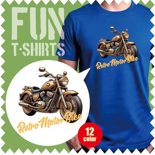 ［ Tシャツ 半袖］かっこいい イラスト レトロ 大きいサイズ アメリカンバイク バイク モーターサイクル クルーザー級 ツーリング セピア オリジナル デザイン 豊富なカラー 厚手 綿100％ 人気 Tシャツ