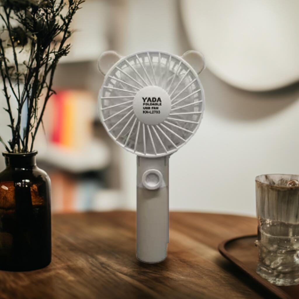 矢田電気　折り畳み式ハンディファン　KN-L2703 くまさんミミ付