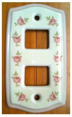 DIY女子　スイートローズ 陶器のスイッチカバー　2ツ穴　ネジ付　【アウトレット】