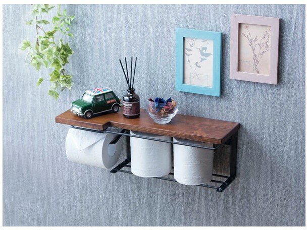 サン・ハーベスト トイレットペーパーホルダー ダークブラウン　SIN-30　DBR　棚付き　2連　DIY　おしゃれ　インテリア　送料無料　在庫限り