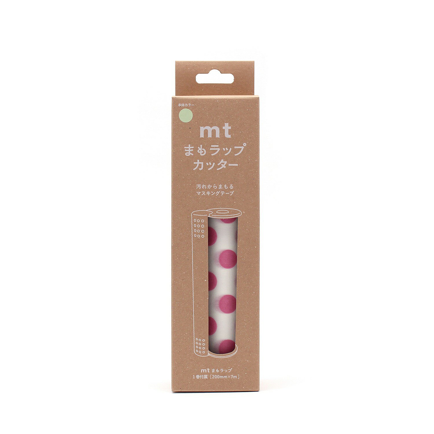Rakuten - カモイ マスキングテープ　mt appeal　mtまもラップカッター箱入 ライトグリーン×ドット・ピンク　MTMWRP03