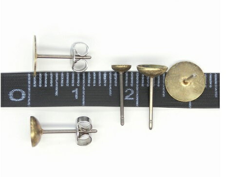 チタンポストピアス＆キャッチ フラット皿　ペア ロジューム