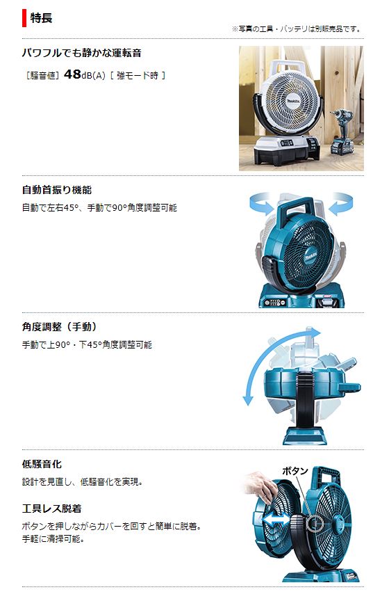 マキタ　CF001GZ(青)　40V充電式ファン　本体のみバッテリ・充電器別売コードレスファン　扇風機　持ち運び　パワー　静音　夏の現場　レジャー　涼しい