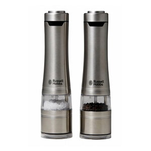 ラッセルホブス 電動ミル ソルト&ペッパー （2本セット） 7922JP Russell Hobbs【Salt & Pepper Mill 電動ペッパーミル 電動ソルトミル ライト付き セラミック刃 岩塩 塩 コショウ ミル キッチン おしゃれ 人気 ギフト プレゼント】