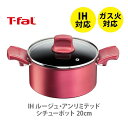 IH対応鍋 【5/5(日)限定 確率1/2で最大100%Pバック】【送料無料】 T-FAL ティファール IH ルージュ・アンリミテッド シチューポット 20cm G26244 （IH対応）【取っ手付き 両手鍋 IH ガス火 直火 深型 ふっ素樹脂加工 お知らせマーク チタン キッチン ギフト プレゼント】