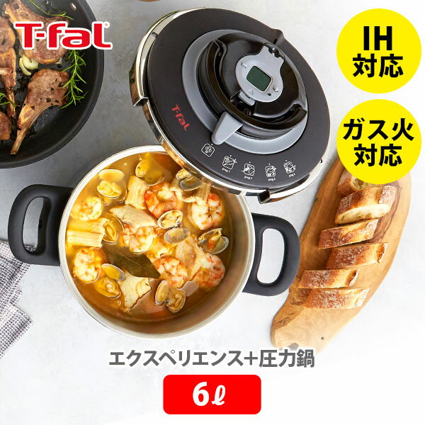 ティファール製 圧力鍋 T-FAL ティファール エクスペリエンス＋ 圧力鍋 6L P4220746（4～6人用）【ih対応 プレミアム 圧力なべ タイマー 炊飯 省エネ キッチン ギフト プレゼント】