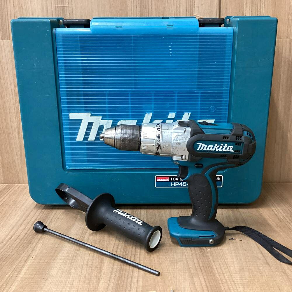 ご覧いただきありがとうございます makita/マキタ HP454DZ 18V充電式ドライバドリル(ケース付)です 状態：中古 正逆転、モード・速度・トルク切替、ライト点灯確認済です ※トルクの数字が擦れて、見えづらくなっていますので写真でご確認ください ※その他点検不足な所もある可能性がございますのでご了承ください ・穴あけ能力：鉄工 13mm ・写真に写っている物が全てです ・傷や汚れがありますので写真でご確認ください 店頭併売につき、品切れの際はご了承くださいご覧いただきありがとうございます makita/マキタ HP454DZ 18V充電式ドライバドリル(ケース付)です 状態：中古 正逆転、モード・速度・トルク切替、ライト点灯確認済です ※トルクの数字が擦れて、見えづらくなっていますので写真でご確認ください ※その他点検不足な所もある可能性がございますのでご了承ください ・穴あけ能力：鉄工 13mm ・写真に写っている物が全てです ・傷や汚れがありますので写真でご確認ください 店頭併売につき、品切れの際はご了承ください