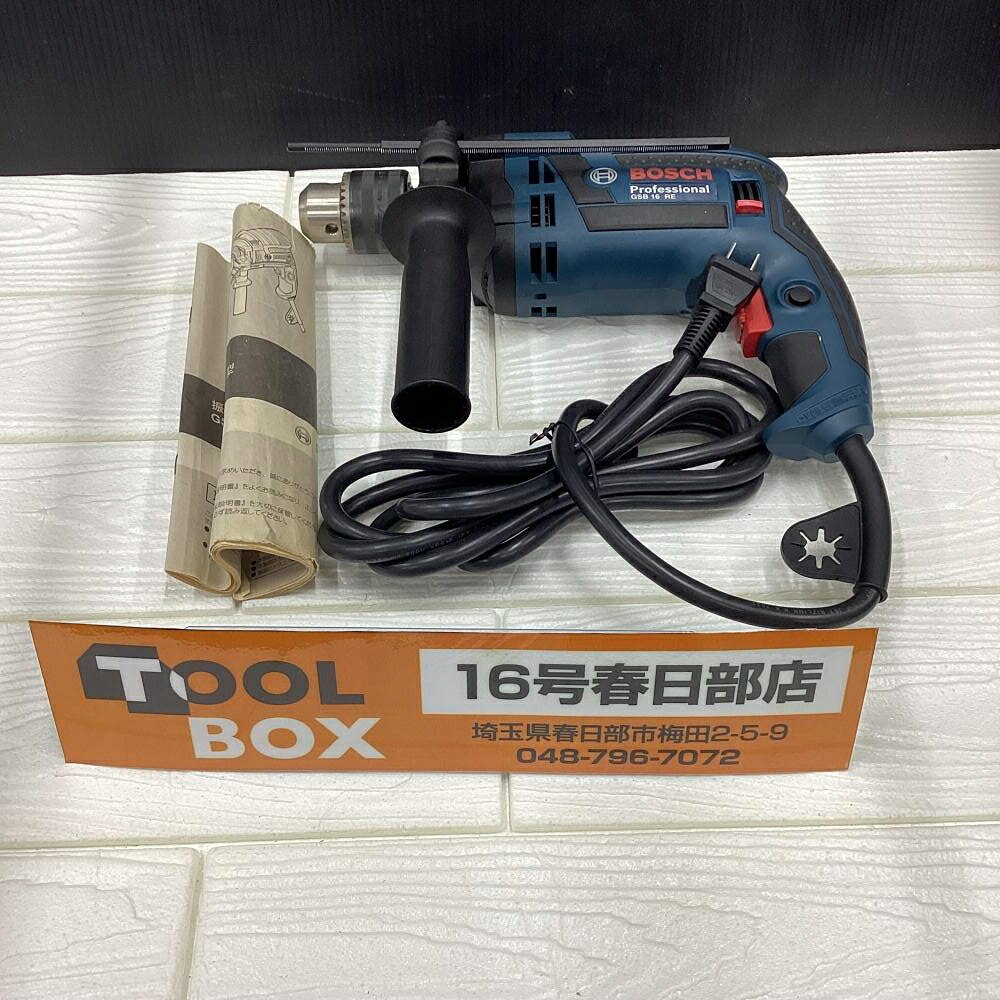 ご覧いただきありがとうございます (3)BOSCH/ボッシュ GSB16REN3 振動ドリルです 状態：未使用・長期展示品 商品の検品、写真撮影の為開封しています ※チャックハンドル欠品しております ・未使用品の為、動作確認を行っていません ・商品は付属品含め、写真に写っているものが全てです ※未使用品ですが長期展示品の為、傷や汚れがありますので写真でご確認ください 店頭併売につき、品切れの際はご了承くださいご覧いただきありがとうございます (3)BOSCH/ボッシュ GSB16REN3 振動ドリルです 状態：未使用・長期展示品 商品の検品、写真撮影の為開封しています ※チャックハンドル欠品しております ・未使用品の為、動作確認を行っていません ・商品は付属品含め、写真に写っているものが全てです ※未使用品ですが長期展示品の為、傷や汚れがありますので写真でご確認ください 店頭併売につき、品切れの際はご了承ください