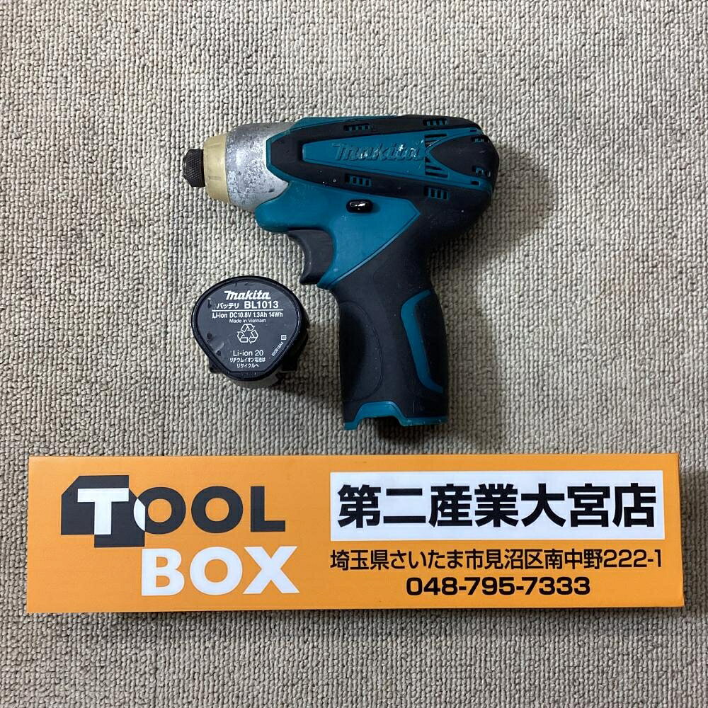 ご覧いただきありがとうございます makita/マキタ TD090DZ 10.8V充電式インパクトドライバ(バッテリ1個付)です 状態：中古 ・動作確認済み ・本体＋バッテリ(BL1013) ・バッテリー:10.8V 1.3Ah ・写真に写っているものが全てです ・商品の状態(傷、汚れ）は写真で確認願います ※その他点検不足な所もある可能性がございますのでご了承ください ※店頭併売につき、品切れの際はご了承くださいご覧いただきありがとうございます makita/マキタ TD090DZ 10.8V充電式インパクトドライバ(バッテリ1個付)です 状態：中古 ・動作確認済み ・本体＋バッテリ(BL1013) ・バッテリー:10.8V 1.3Ah ・写真に写っているものが全てです ・商品の状態(傷、汚れ）は写真で確認願います ※その他点検不足な所もある可能性がございますのでご了承ください ※店頭併売につき、品切れの際はご了承ください